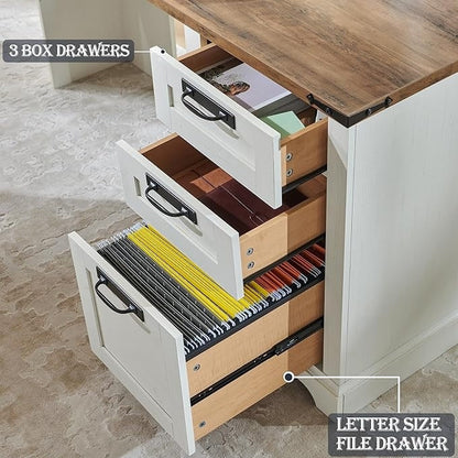 Bureau de direction en forme de L de style farmhouse, 60 pouces, bureau d'angle en bois, bureau d'ordinateur
