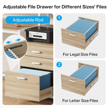 Bureau d'ordinateur de 63 pouces avec support de moniteur, bureau de travail ergonomique pour la maison avec tiroirs et armoire à dossiers.