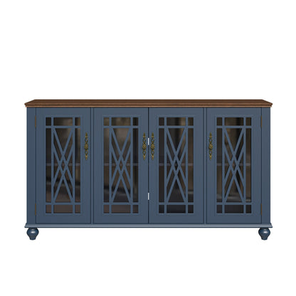 Buffet de cuisine de style vintage en bois, 63 pouces de largeur.
