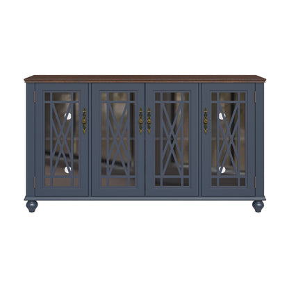 Buffet de cuisine de style vintage en bois, 63 pouces de largeur.