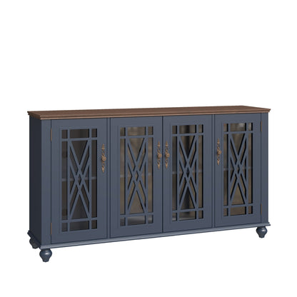Buffet de cuisine de style vintage en bois, 63 pouces de largeur.