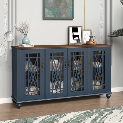Buffet de cuisine de style vintage en bois, 63 pouces de largeur.