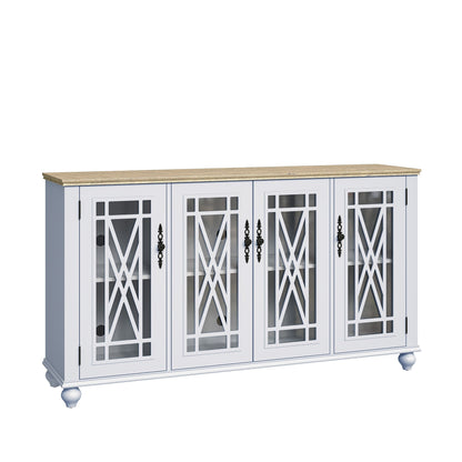 Buffet de cuisine de style vintage en bois, 63 pouces de largeur.