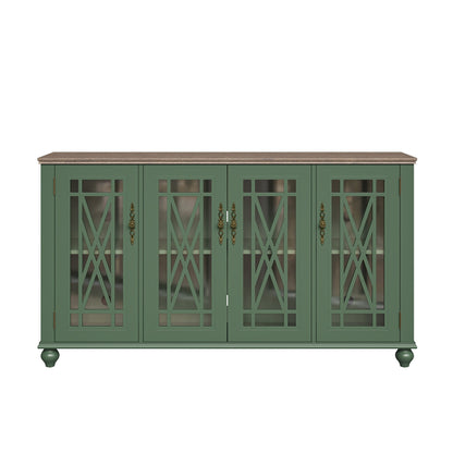 Buffet de cuisine de style vintage en bois, 63 pouces de largeur.
