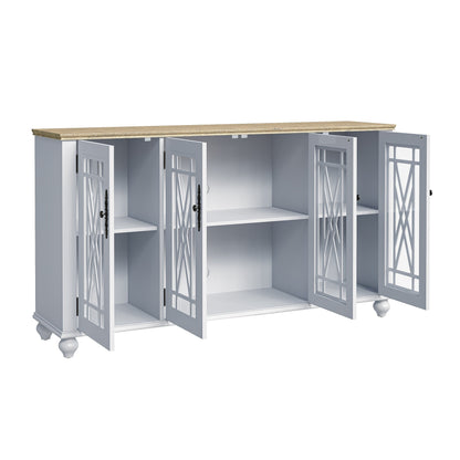 Buffet de cuisine de style vintage en bois, 63 pouces de largeur.