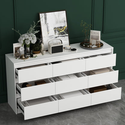 Meuble de rangement à 9 tiroirs, 63W, pour salon ou chambre à coucher.