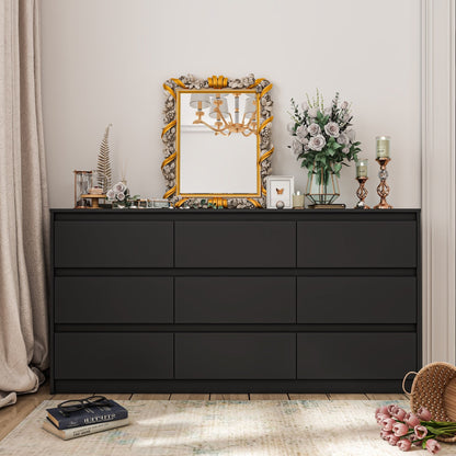 Meuble de rangement à 9 tiroirs, 63W, pour salon ou chambre à coucher.