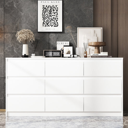 Meuble de rangement à 9 tiroirs, 63W, pour salon ou chambre à coucher.