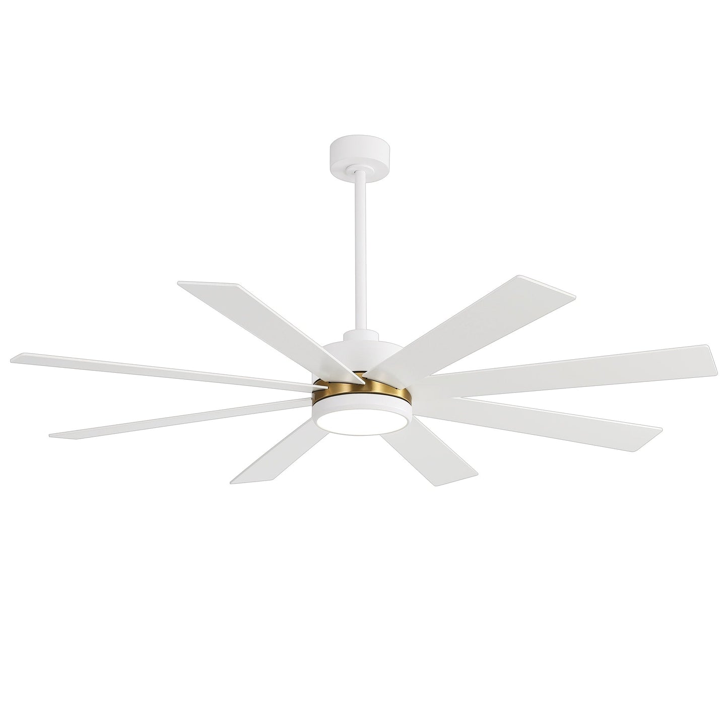 Ventilateur de plafond à LED noir à 8 pales de 65 pouces avec lumière et télécommande