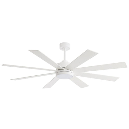 Ventilateur de plafond à LED noir à 8 pales de 65 pouces avec lumière et télécommande