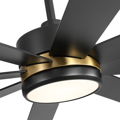 Ventilateur de plafond à LED noir à 8 pales de 65 pouces avec lumière et télécommande
