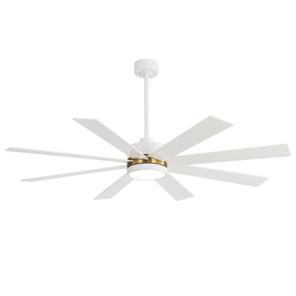 Ventilateur de plafond à LED noir à 8 pales de 65 pouces avec lumière et télécommande