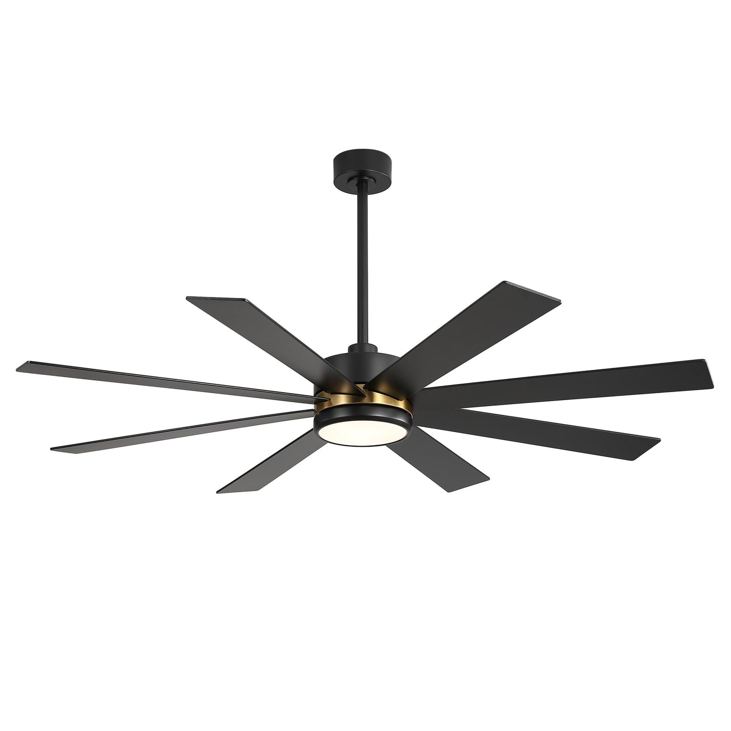 Ventilateur de plafond à LED noir à 8 pales de 65 pouces avec lumière et télécommande