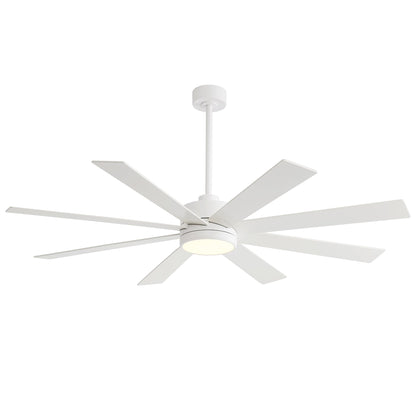 Ventilateur de plafond à LED noir à 8 pales de 65 pouces avec lumière et télécommande