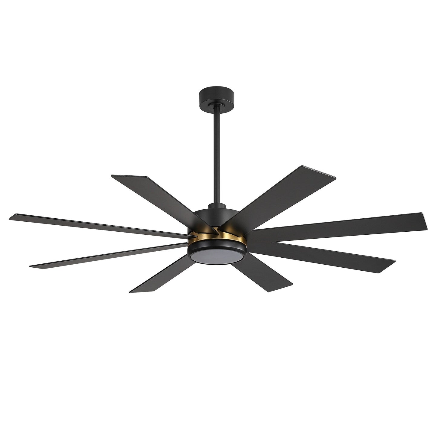 Ventilateur de plafond à LED noir à 8 pales de 65 pouces avec lumière et télécommande