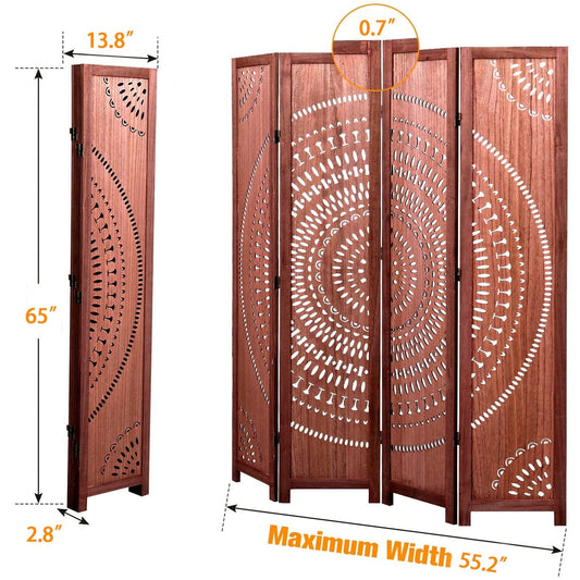 Paravent pliable en bois massif, 165 cm de hauteur
