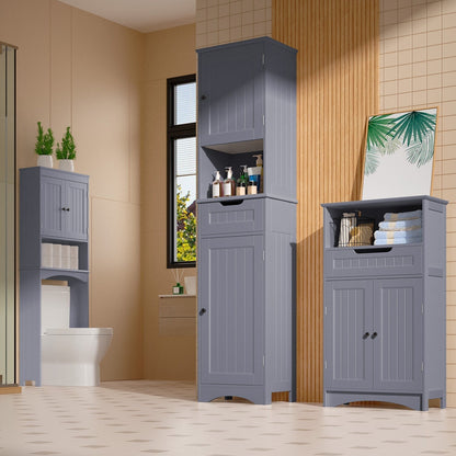 Armoire à linge étroite pour salle de bain, 170 cm de hauteur, armoire de rangement à 5 niveaux en bois massif, modèle autoportant.