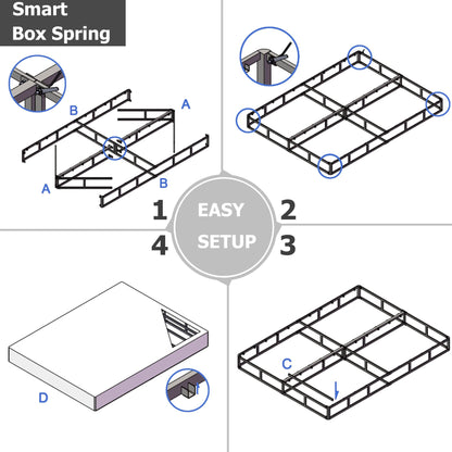 FSCHOS Sommier à ressorts métalliques de 7 pouces, base de matelas basique, sans pieds.