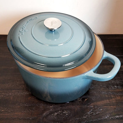 Poule à ragoût en fonte de fer ronde de 7 quarts, couleur cendrée