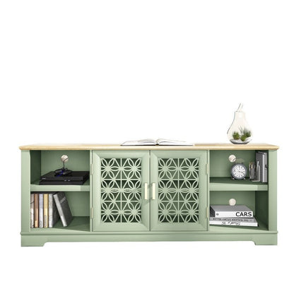 Meuble TV décoratif à motif floral rustique de 70 pouces pour téléviseurs jusqu'à 80 pouces