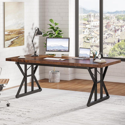 Bureau de direction de 70,8 pouces, grand bureau d'ordinateur, poste de travail.