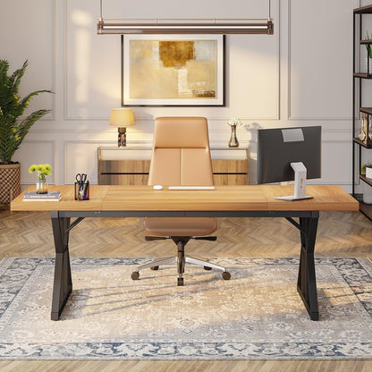 Bureau de direction de 70,8 pouces, grand bureau d'ordinateur, poste de travail.