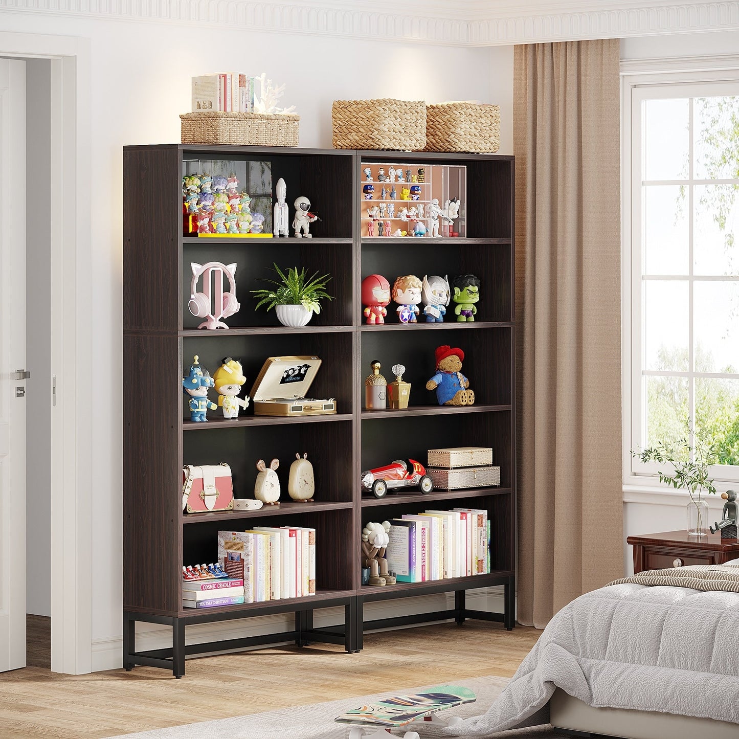Étagère à livres et bibliothèque de 180 cm de hauteur, grande bibliothèque à 5 niveaux - 30 x 80 x 180 cm (L x l x h)
