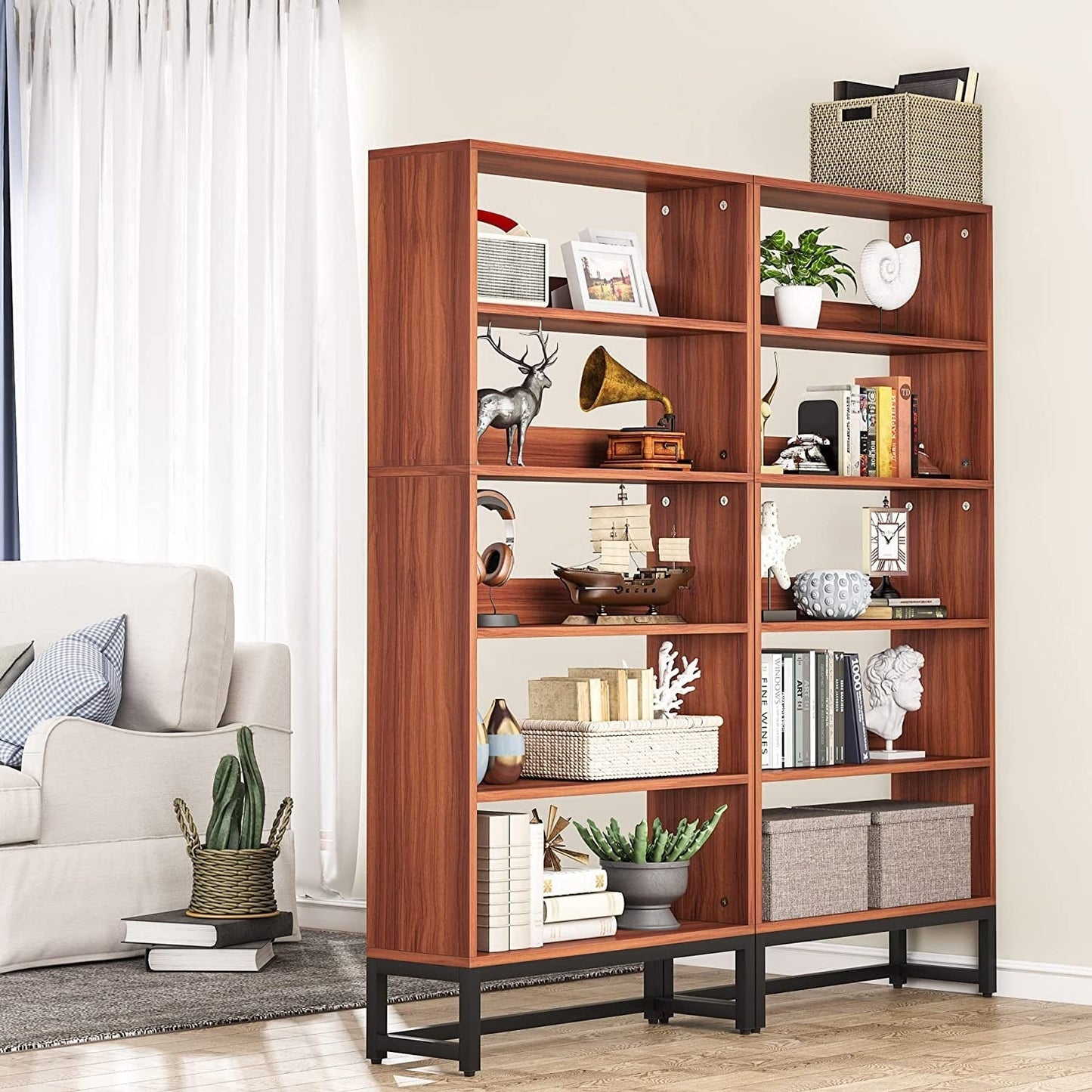 Étagère à livres et bibliothèque de 180 cm de hauteur, grande bibliothèque à 5 niveaux - 30 x 80 x 180 cm (L x l x h)