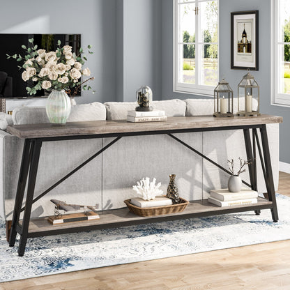 Table de salon extra longue de 180 cm, console d'entrée de style industriel