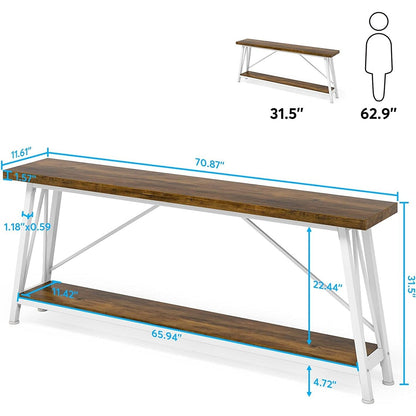 Table de salon extra longue de 180 cm, console d'entrée de style industriel