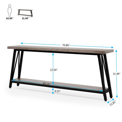 Table de salon extra longue de 180 cm, console d'entrée de style industriel