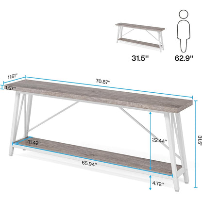 Table de salon extra longue de 180 cm, console d'entrée de style industriel