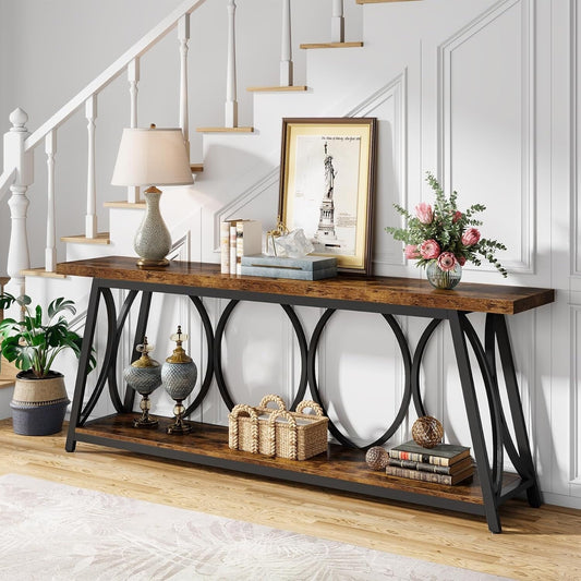 Table de console extra longue de 180 cm, table d'appoint pour canapé, pour salon
