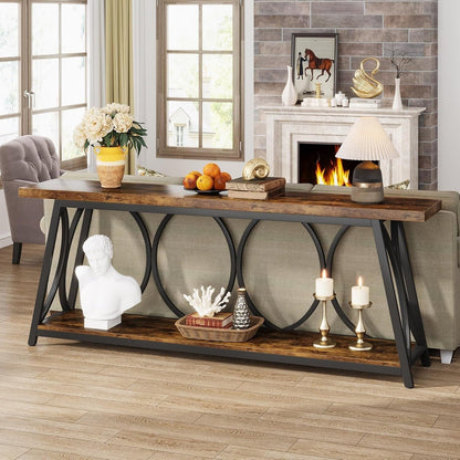 Table de console extra longue de 180 cm, table d'appoint pour canapé, pour salon