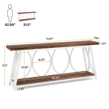 Table de console extra longue de 180 cm, table d'appoint pour canapé, pour salon