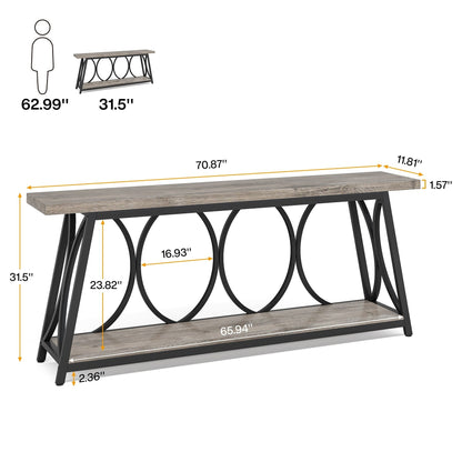 Table de console extra longue de 180 cm, table d'appoint pour canapé, pour salon