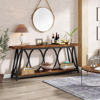 Table de console extra longue de 180 cm, table d'appoint pour canapé, pour salon
