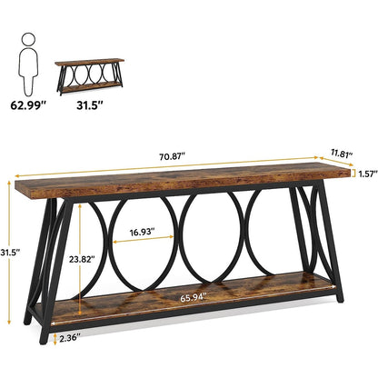 Table de console extra longue de 180 cm, table d'appoint pour canapé, pour salon