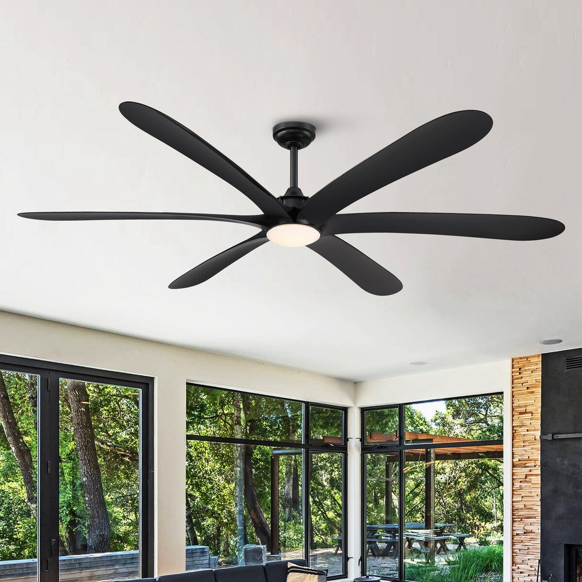 Ventilateur de plafond à courant continu de 183 cm (72 pouces) à 6 pales en bois flotté avec éclairage et télécommande