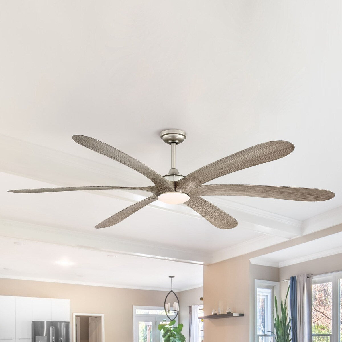 Ventilateur de plafond à courant continu de 183 cm (72 pouces) à 6 pales en bois flotté avec éclairage et télécommande