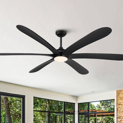 Ventilateur de plafond à courant continu de 183 cm (72 pouces) à 6 pales en bois flotté avec éclairage et télécommande