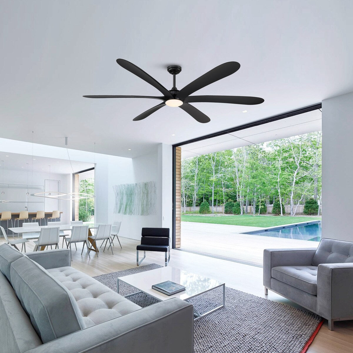 Ventilateur de plafond à courant continu de 183 cm (72 pouces) à 6 pales en bois flotté avec éclairage et télécommande