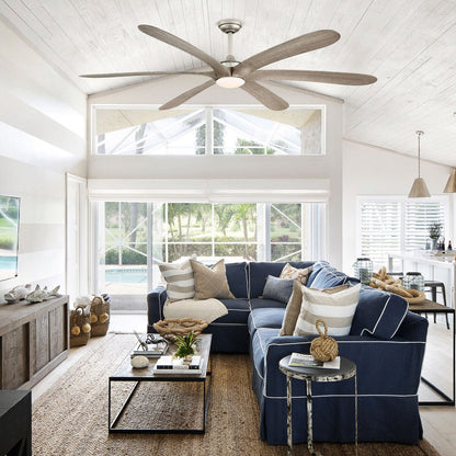 Ventilateur de plafond à courant continu de 183 cm (72 pouces) à 6 pales en bois flotté avec éclairage et télécommande