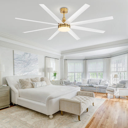 Grand ventilateur de plafond de 72 pouces avec éclairage LED, télécommande et 8 pales.