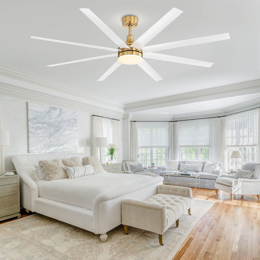 Grand ventilateur de plafond de 72 pouces avec éclairage LED, télécommande et 8 pales.