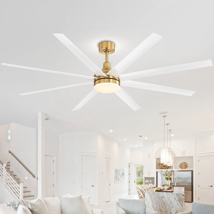 Grand ventilateur de plafond de 72 pouces avec éclairage LED, télécommande et 8 pales.