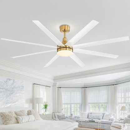Grand ventilateur de plafond de 72 pouces avec éclairage LED, télécommande et 8 pales.