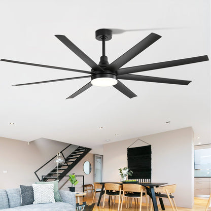 Grand ventilateur de plafond de 72 pouces avec éclairage LED, télécommande et 8 pales.