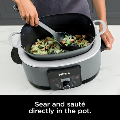 Multicuiseur 8,5 quarts, avec 8 fonctions en 1 : mijoteuse, cocotte, cuiseur vapeur, couvercle en verre, cuillère intégrée, casserole allant au four jusqu'à 260°C (500°F)