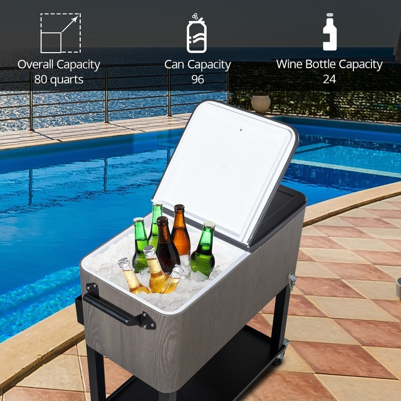 Glacière à boissons sur roulettes pour terrasse - 80 QT